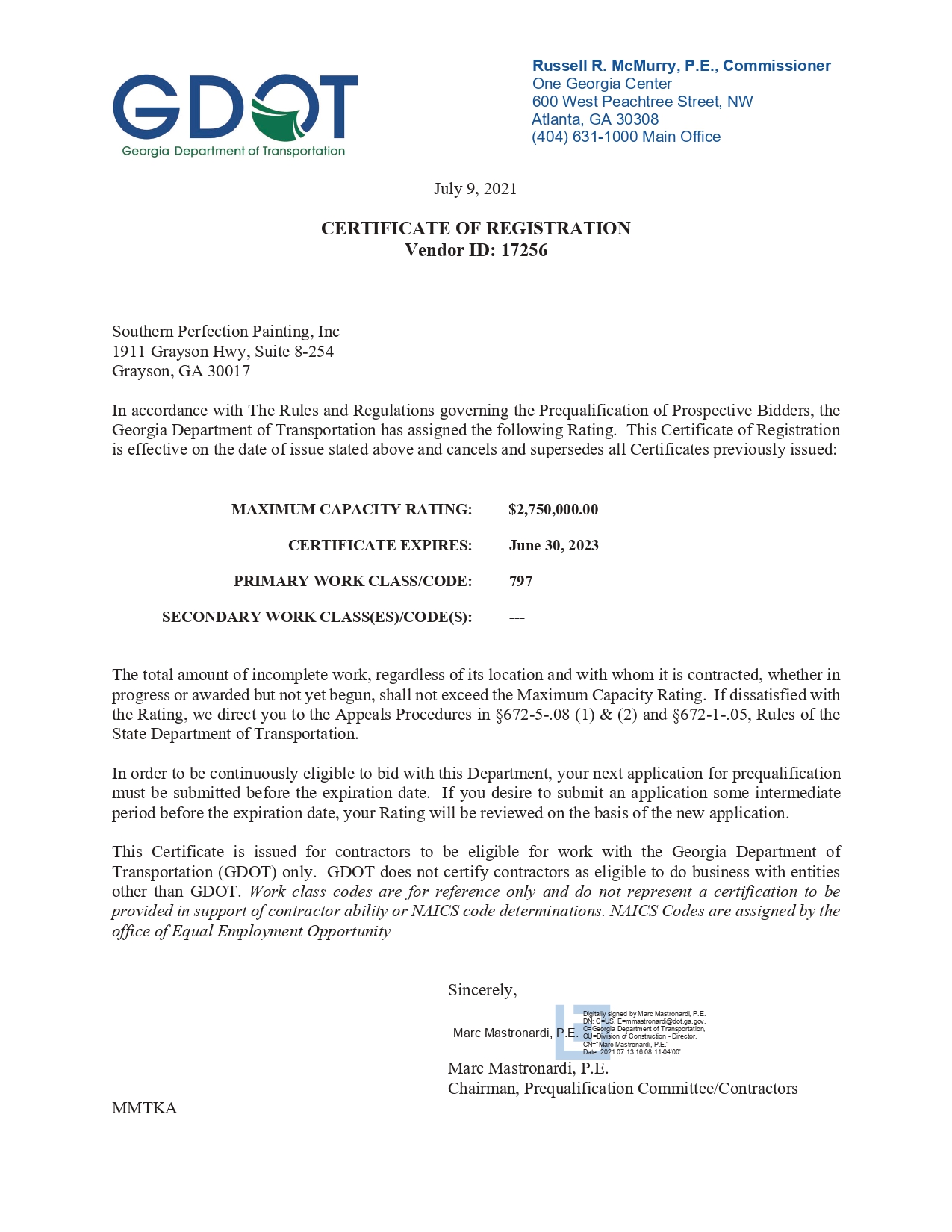 GDOT form 478 Government Certification