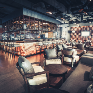 Modern bar dark colored painted interior.