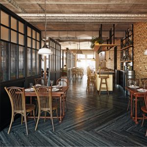 Modern restaurant interior in Atlanta